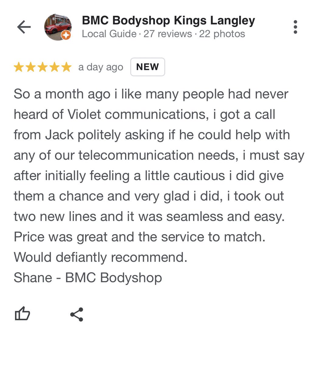 Always great to get a fantastic review from a new customer!

#review #localbusiness #telecoms #hertfordshire #mobiles #connectivity