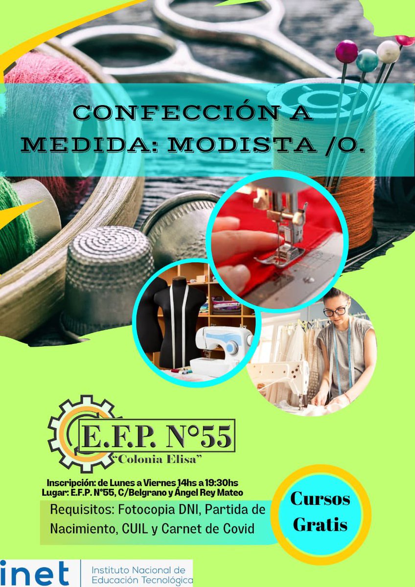 👩🏽‍💻👨🏽‍🏭Talleres gratuitos de la E.F.P N° 55

Se informa a la comunidad que la Escuela de Formación Profesional N° 55 de Colonia Elisa dio inicio a la inscripción de los distintos cursos que ofrecerá para este año.
