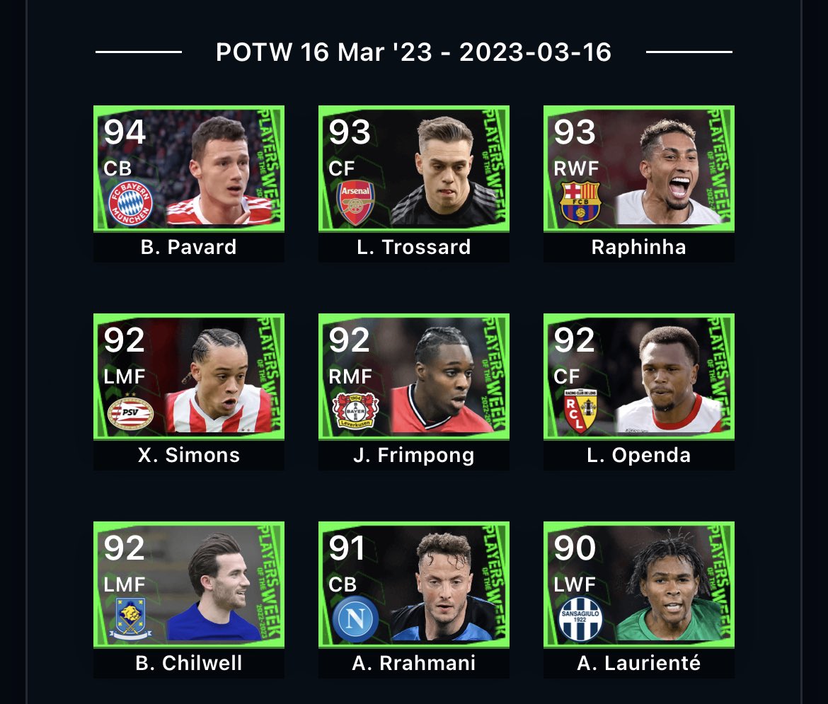 eFootball Universe on Twitter "RT eFootballDB All of todays players