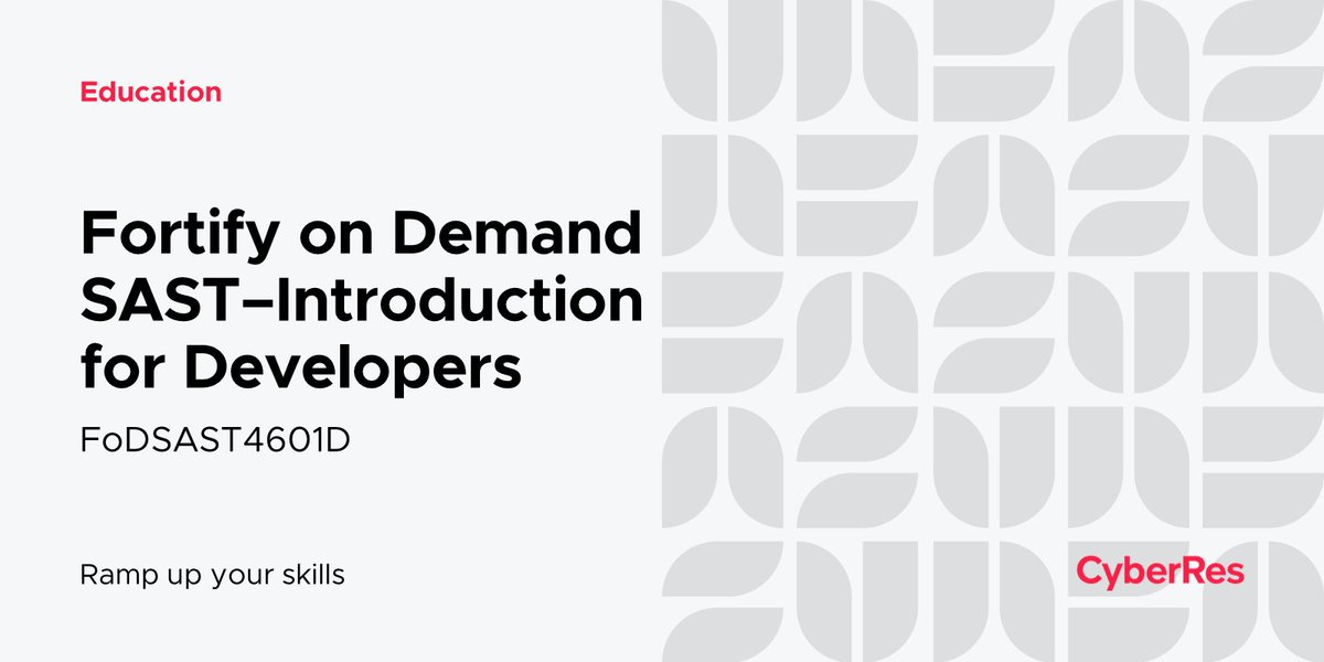 Don’t miss this new #AppSec course 'Fortify on Demand (FoD) SAST – an Introduction for Developers.' Click here for more info! dki.io/e792c7c5 | #DevSecOps #CyberResilience @MicroFocusSec #TeamMicroFocus bit.ly/3jjL7I7