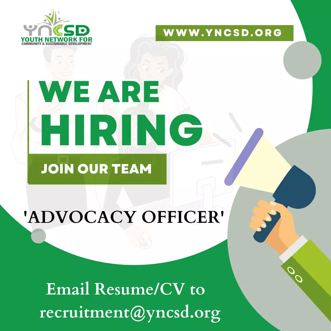 yncsd's tweet image. We are hiring to fill the following positions
1. Advocacy Officer
2. Development and Learning Officer
Click the link below for more details on how to apply
yncsd.org/about/career/
#AbujaJobs
#jobopportunities 
#advocacy 
#developmentandlearning