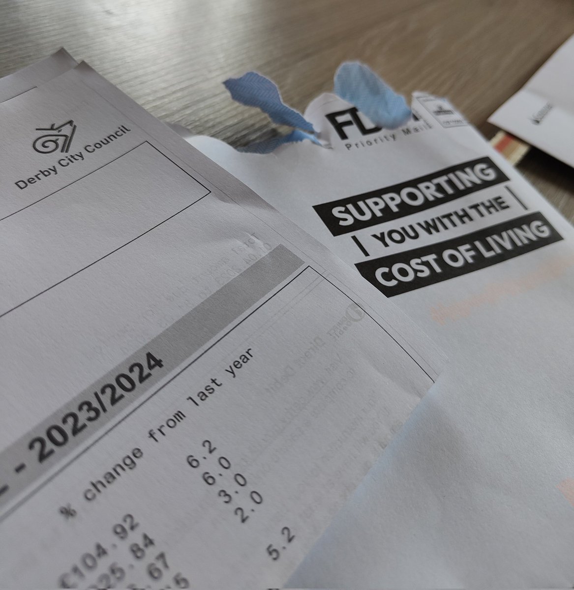 So much joy when we receive @DerbyCC post with a supporting you with cost of living envolope... Then inside an increased bill 🥰 #derby #CostOfLiving