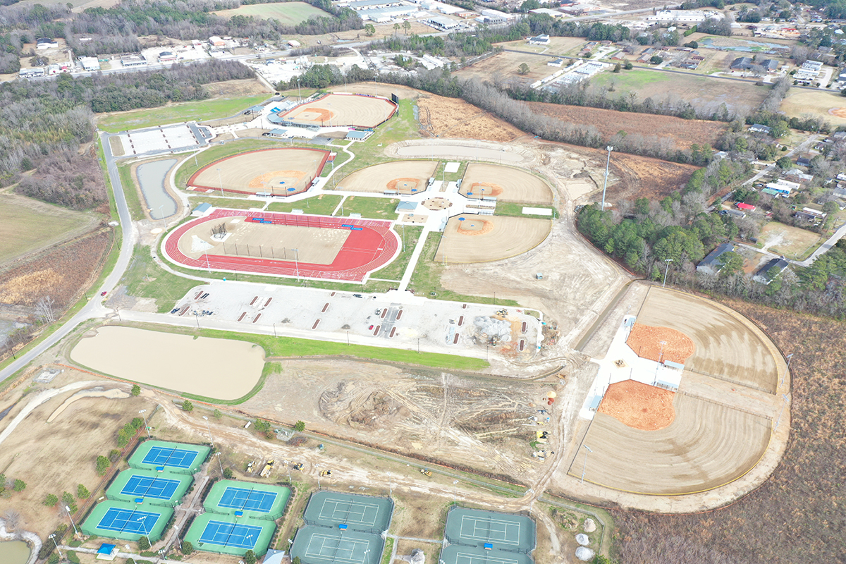 Now that is a sports complex! Our team excels at producing outstanding sports facilities—from school athletic buildings and stadiums to community centered sports venues, we can do it all.