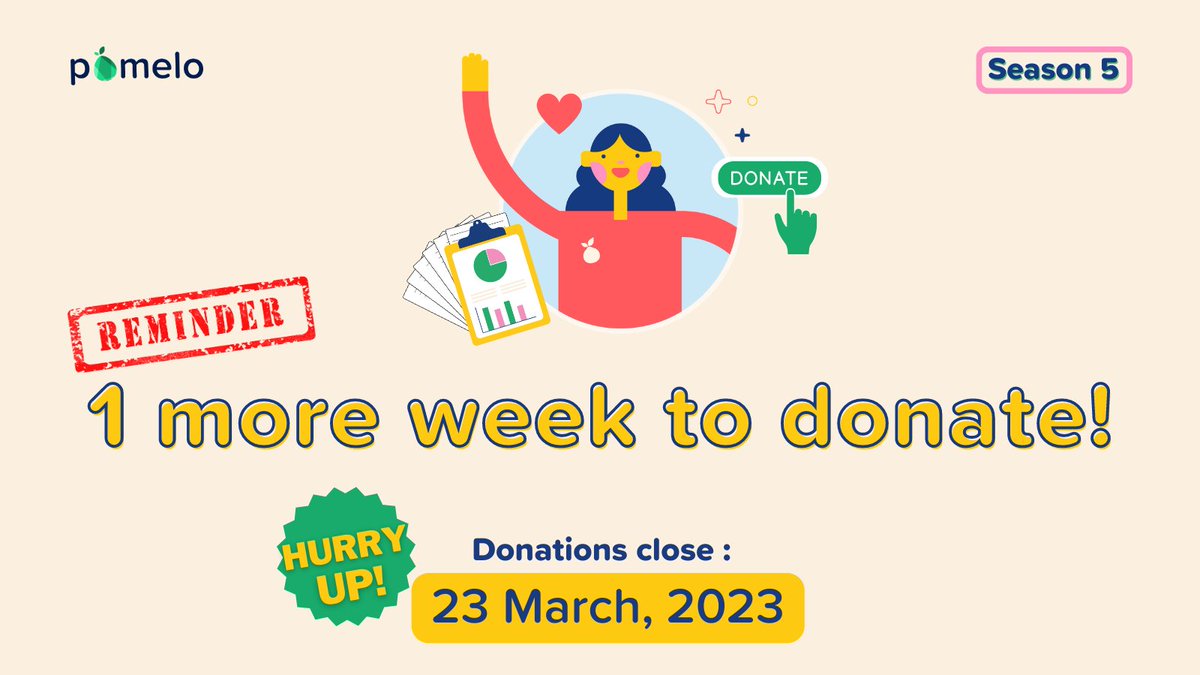 ⏰ Just one week left for Season 5 donations! ⏰
👉 Donations close March 23.

Pomelo Season 5 is humming with all the #love and support from the Pomelo community. 🙌

👀 Browse the grants at pomelo.io today! 🔥 #love #crypto