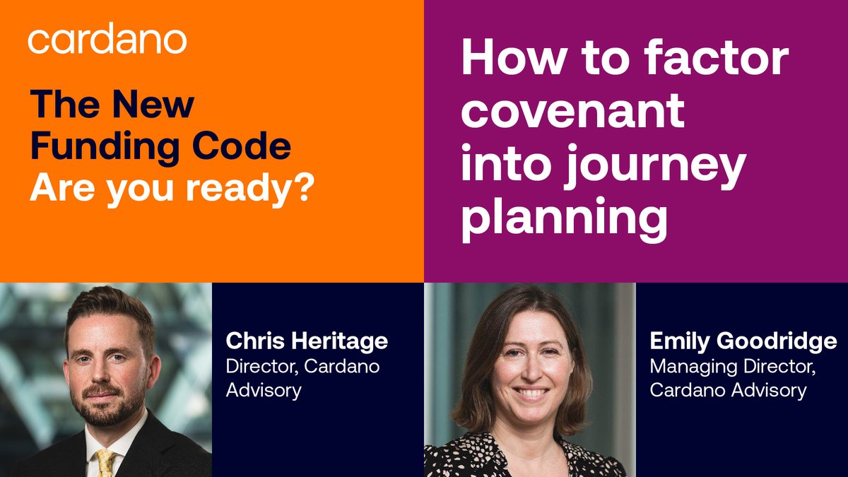 CardanoUK's tweet image. WATCH the third video in our new series on the #DBFundingCode: Are you ready?

In this video, Chris Heritage and Emily Goodridge explain @TPRgovuk&apos;s proposed approach &amp;amp; our existing approach for integrating #Covenant &amp;amp; journey planning: bit.ly/3FupxMq

#PensionTrustees