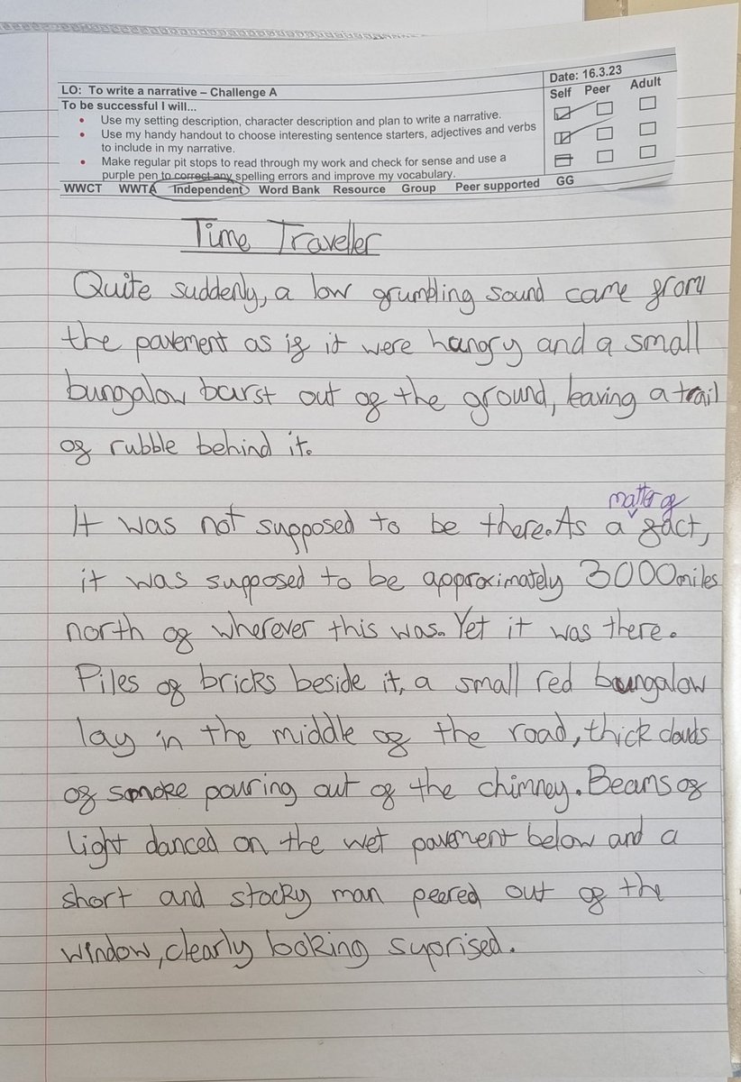 Wow!! Oscar has just blown me away with the start of his narrative this morning, which he has worked on independently.  The class were really impressed too when I read it to them 👏🏽 👏🏽👏🏽 @headcherrytree @CTS_Watford @MissPenfoldCTS #CTSWriting #AimingHigh