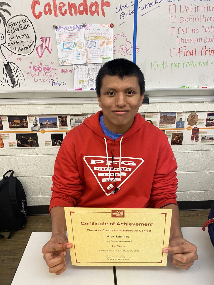 clifton_creates's tweet photo. Congratulations to Alex Pablo-Ramirez for winning 1st place in the Cherokee County Farm Bureau Art Competition! #artworkiswork @CHS_Warriors https://t.co/ny0gCe3jkR