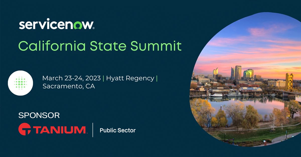 Tanium's tweet photo. Join us for @ServiceNow's California State Summit to learn how our combined solutions are helping #CAgov agencies securely innovate at scale w/ complete #endpointprotection across IT environments.
Learn more: https://t.co/ngwXgJ62TA
#CAforAll #NOWPartners #TaniumPartners #govIT https://t.co/SwgI5I7RAf