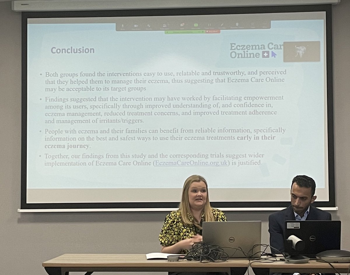 Charlotte (@cj_cairns) on Twitter photo A really insightful presentation from <a href="/kate_greenwell/">Kate Greenwell</a> about the findings from Eczema Care Online at the #SWSAPC2023 conference A really insightful presentation from <a href="/kate_greenwell/">Kate Greenwell</a> about the findings from Eczema Care Online at the #SWSAPC2023 conference
