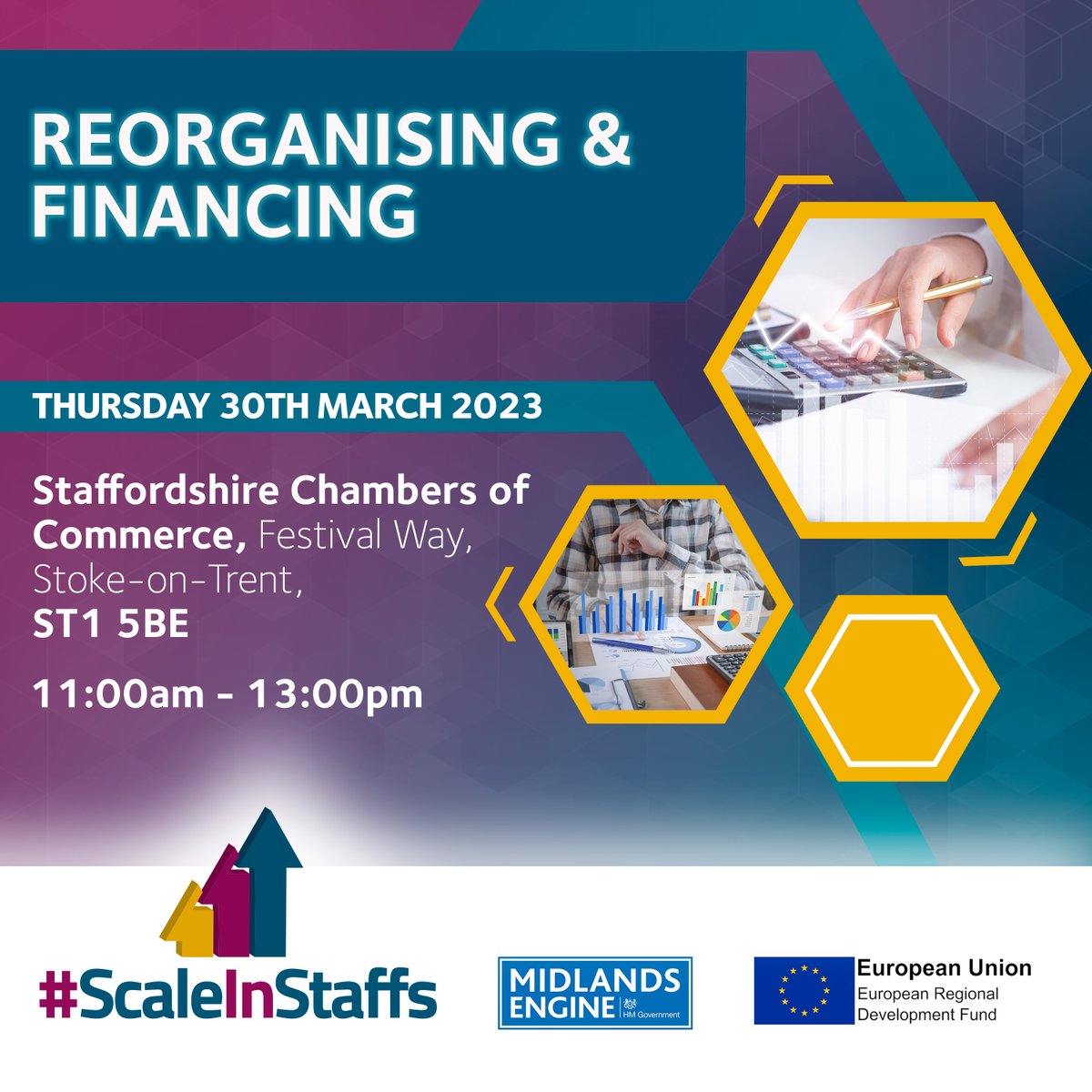 Stoke-on-Trent and Staffordshire Growth Hub has partnered with the @StaffsChambers and leading accountancy firm @DJHMittenClarke to launch a series of seminars to help you weather the storm of a recession.

Our final session ‘Reorganising & Financing’ will (1/2)