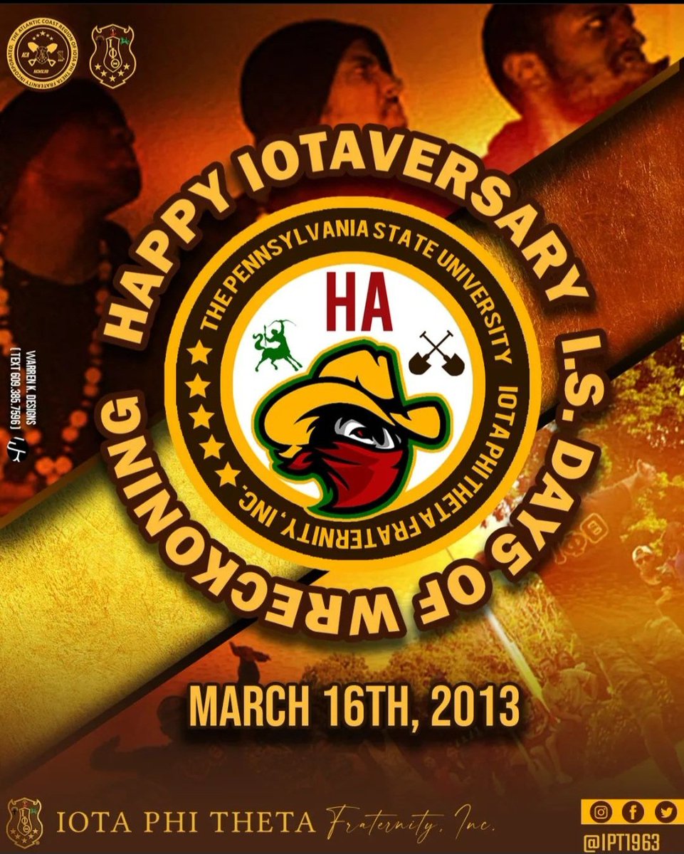 IotaMastermind1's tweet image. Happy Iotaversary Spring 13 I.S. Day of Wreckoning 

#iotaphitheta #etaalpha #pennstate  #ACR #pacertified #ipt1963 #NPHC #D9 #centaurs #weare #1963 #statecollege #psuiotas