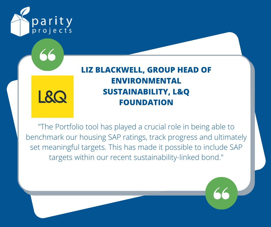 Looking to secure funding for your #decarbonisation programme? Our Portflio service helped landlord L&Q secure £300m  by being able to benchmark their housing SAP ratings, model costs and benefits, and specify works with confidence.
parityprojects.com/services/portf… 
#poweredbyparity