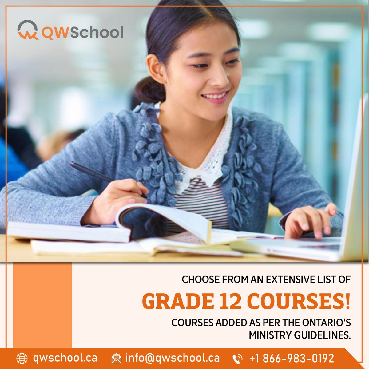 Our grade 12 teaching courses are well-designed to keep them resourceful. Every course complies with Ministry’s guidelines. Call on +1 866-983-0192 or send us your inquiry at qwschool.ca/grade-12/

#canadastudents #canadianschools  #qwschool