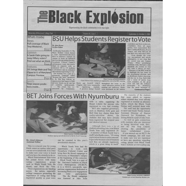 merrillcollege's tweet photo. Today is #BlackPressDay! We want to highlight #UMD’s first and only Black newspaper, @BEnewsUMD! Started in 1968 by 2023 Merrill Hall of Famer Patricia Wheeler, The Black Explosion gave a voice to Black students who were left out of campus publications.

https://t.co/fnvGqCbvmQ https://t.co/606Dil1Hqj