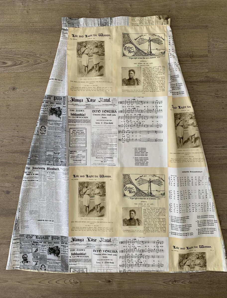 AsandaSizani's tweet photo. I designed this print using Mam’ Nokutela’s compositions, interviews and essays. @sindisokhumalo weaved her magic and made it into the A-line shapes Nokutela wore in the 19th century. In this scene @SphaMdlalose sang Zigebengu, arranged by Nokutela in 1911. #AmagamaKaNokutela https://t.co/BdekUCfu9w