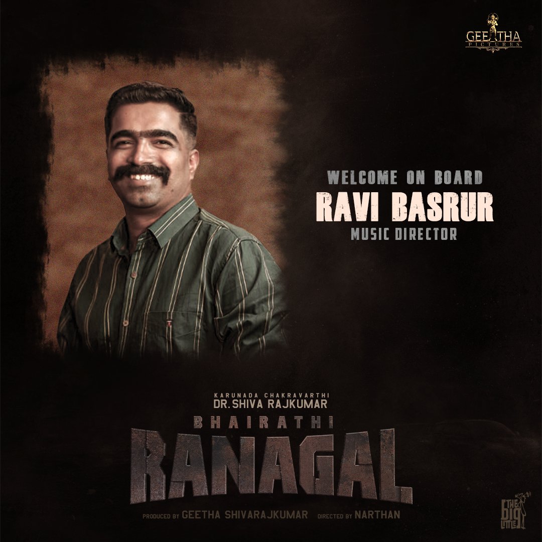 CinemaCriticss's tweet photo. #BhairathiRanagal: @RaviBasrur On-Board For Musicπ₯
Stars: @NimmaShivanna
Direction: #Narathan
Prequel Of #Mufti (#PathuThala)
Pan-India Release!! https://t.co/qz7aVdIWjS