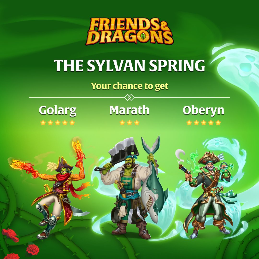 friendsndragons's tweet photo. 🌸🌿The Sylvan Spring event is here! 🌸🌿

Collect Doubloons and Sylvan Coins to exchange for rewards. Test your skills in the Plants vs Pirates dungeon and discover new Pirate Heroes to join your crew. Arrrr you ready? 🏴‍☠️💰🌿

#mobilegames #gaming #Pirates #Spring2023 https://t.co/k4rZgGjIA5