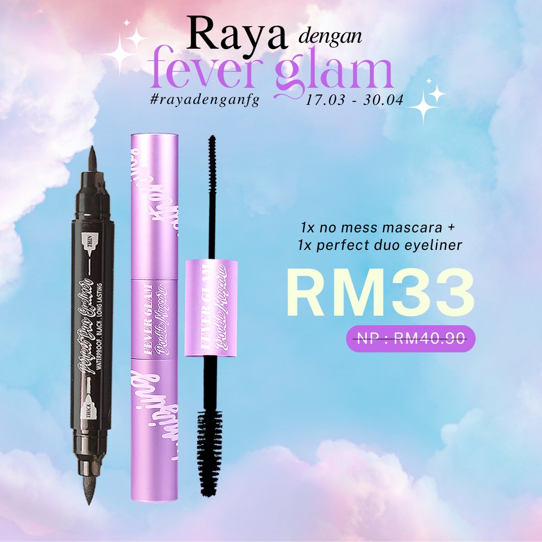 SabrinaShuhaim1's tweet photo. Malam ni korang boleh dapat mascara &amp; eyeliner @FeverGlam_ at RM16.50 each!!! https://t.co/zwZ3k6tRPu