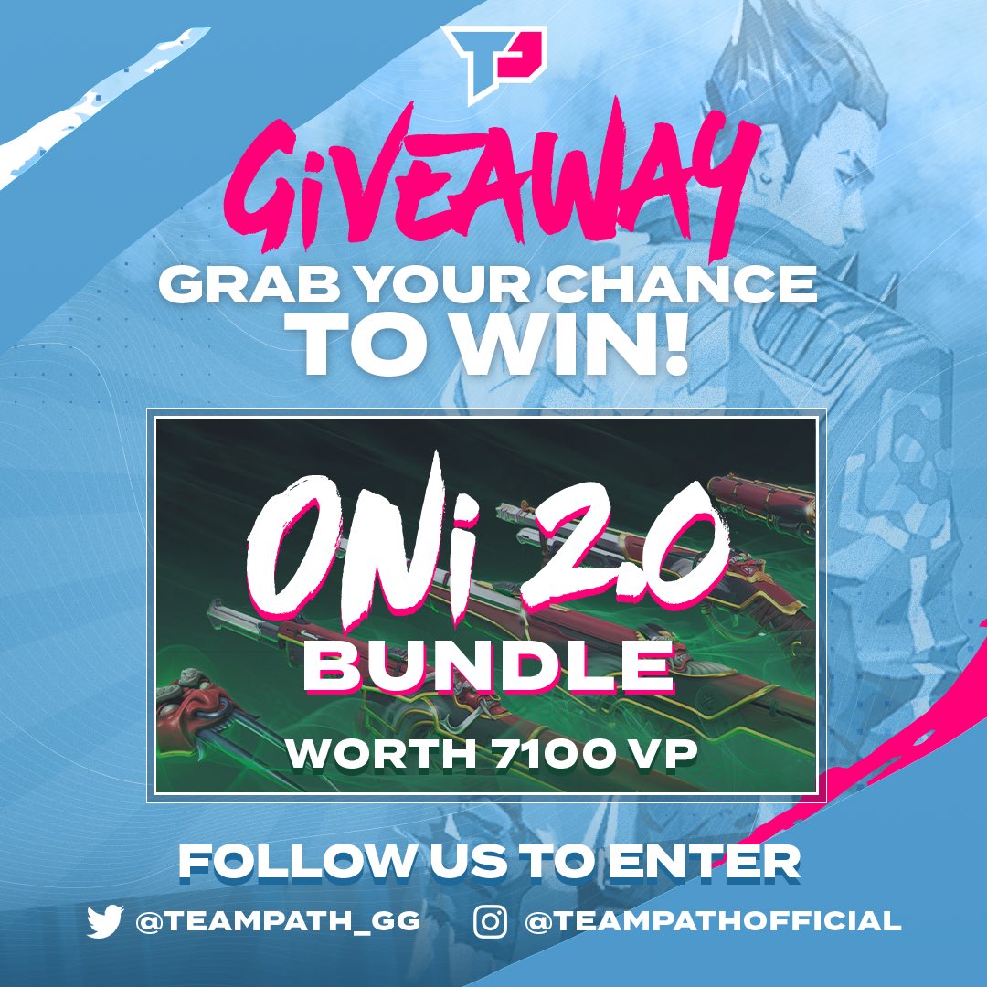 Grab your chance to win the ONI 2.0 Bundle pack worth  7,100 VP now !!  🎉 

To participate:
1. Follow @teampathofficial 
2. Retweet this post
3. Tag your 2 friends and tell us why you should get this

Winners will be announced on 19th March. Good luck!  

#TeamPath #OnePath