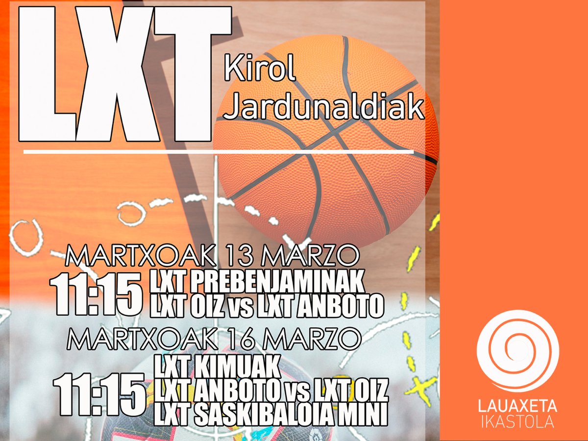 lauaxetaikastol's tweet image. 🙂⚽🏀
Gaur, LXT kirol eguna ospatu dugu Lauaxetan!

Laster, eskolaz kanpokoetan izen emateko aukera. 
Hoy hemos celebrado el día del deporte en Lauaxeta. Próximamente, abrimos extraescolares. Aurrera!
#LauaxetaIkastola #LXT #LXT Eguna #Extraescolares #EskolazKanpokoak