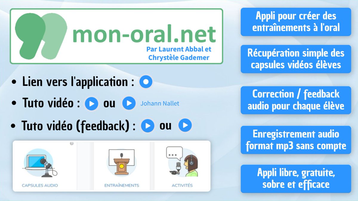 mon_oral's tweet photo. #Genially https://t.co/xcYzAveddI
➡️ https://t.co/agaWQ3gsTm

🎙️Pratique de l'oral au primaire et au secondaire,  préparation aux épreuves orales de collège et de lycée &amp; création de commentaires audio pour les élèves.

#bac2023 #GrandOral #EAF https://t.co/XNpGdG1Ozd