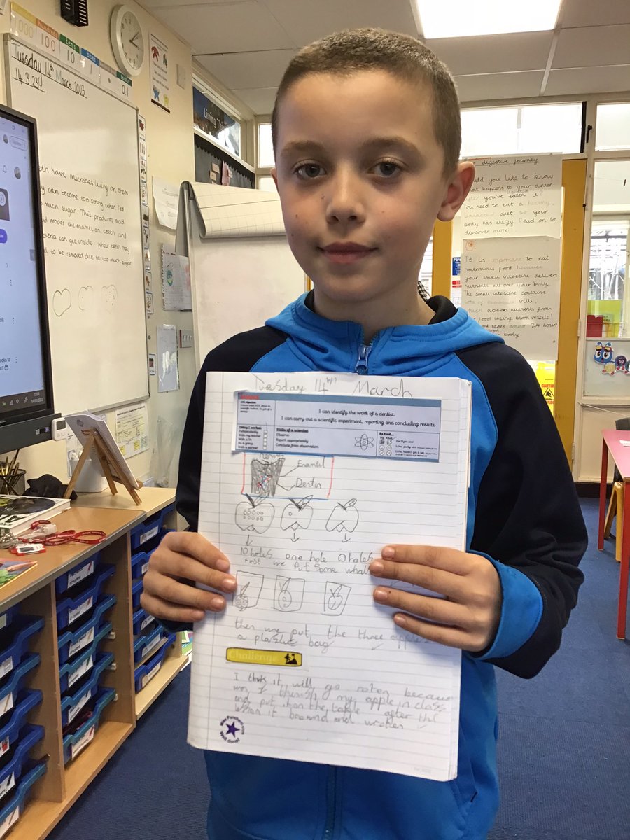 Allenton_Year3's tweet photo. British Science week!🩻
We have carried out an experiment to see how taking care of our enamel protects the inside of our teeth. We have observed results and concluded that we really should brush our teeth and eat less sugar! https://t.co/NkKBRFFDtN