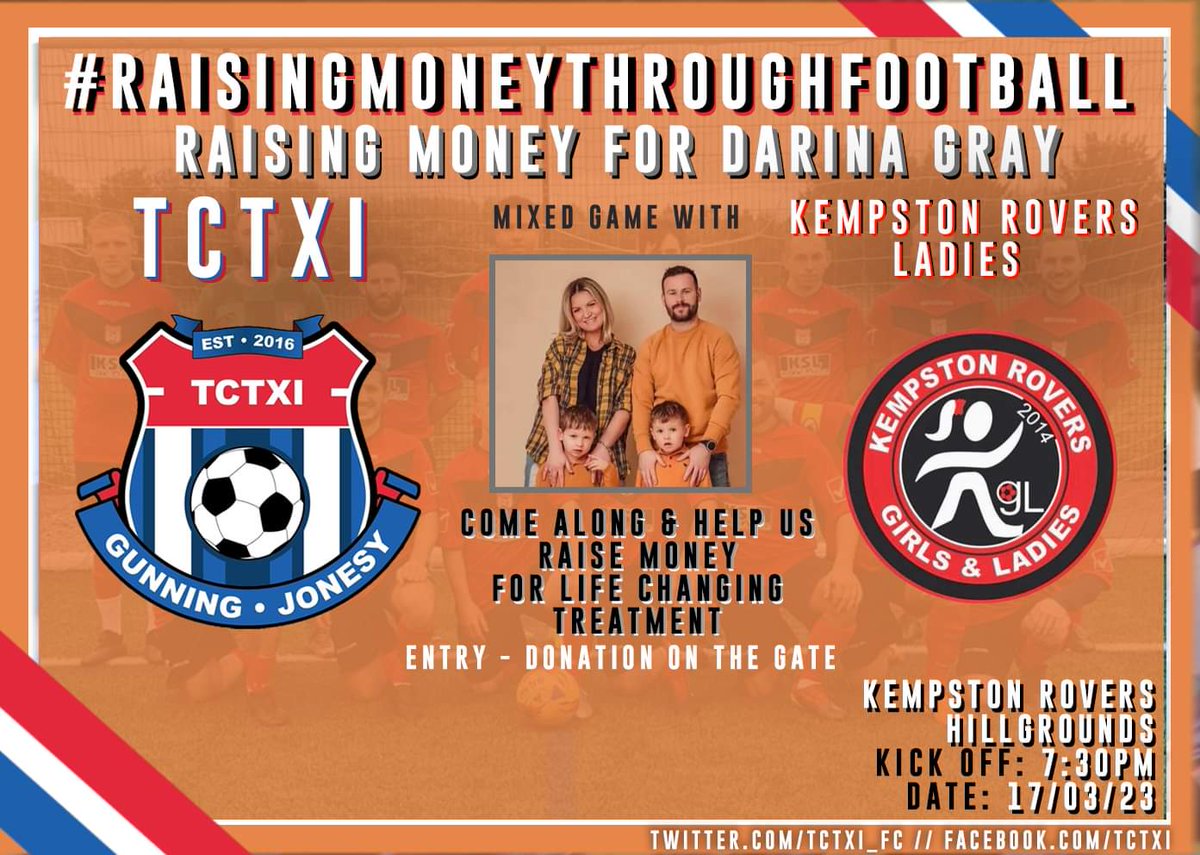 TCTXI (@tctxi_fc) on Twitter photo ⚠️ T O M O R R O W ⚠️
Please show your support in tomorrow's charity game for a very important cause 💖
<a href="/rovers_team/">Kempston Rovers Ladies First ⚽️</a> <a href="/Kempston_Rovers/">Kempston Rovers FC</a> <a href="/SamuilVld/">Samuil Vladimirov</a> <a href="/BedsFootballPod/">Wulfric of Beadanford</a> <a href="/realbedford/">Real Bedford FC</a> <a href="/BiggleswadeFc1/">Biggleswade FC</a> <a href="/BedfordAlbionFC/">Bedford Albion</a> <a href="/A6Bedford/">Bedford A6 FC</a> <a href="/AfcBedford/">AFC Bedford United</a> <a href="/sheffordcampton/">sheffordtowncampton</a> <a href="/PunjabLionsBFC/">Punjab Lions Bedford</a> <a href="/Ollie_Bayliss/">Ollie Bayliss</a> ⚠️ T O M O R R O W ⚠️
Please show your support in tomorrow's charity game for a very important cause 💖
<a href="/rovers_team/">Kempston Rovers Ladies First ⚽️</a> <a href="/Kempston_Rovers/">Kempston Rovers FC</a> <a href="/SamuilVld/">Samuil Vladimirov</a> <a href="/BedsFootballPod/">Wulfric of Beadanford</a> <a href="/realbedford/">Real Bedford FC</a> <a href="/BiggleswadeFc1/">Biggleswade FC</a> <a href="/BedfordAlbionFC/">Bedford Albion</a> <a href="/A6Bedford/">Bedford A6 FC</a> <a href="/AfcBedford/">AFC Bedford United</a> <a href="/sheffordcampton/">sheffordtowncampton</a> <a href="/PunjabLionsBFC/">Punjab Lions Bedford</a> <a href="/Ollie_Bayliss/">Ollie Bayliss</a>