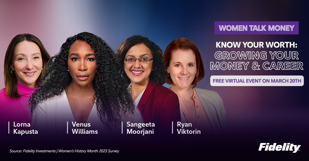 Next week <a href="/Venuseswilliams/">Venus Williams</a> will be joining Fidelity’s Women Talk Money event series on March 20th! 

This event is virtual, free &amp; open to anyone interested in learning how to advocate for what they’re worth! #FidelityAssociate bit.ly/42faDDt
