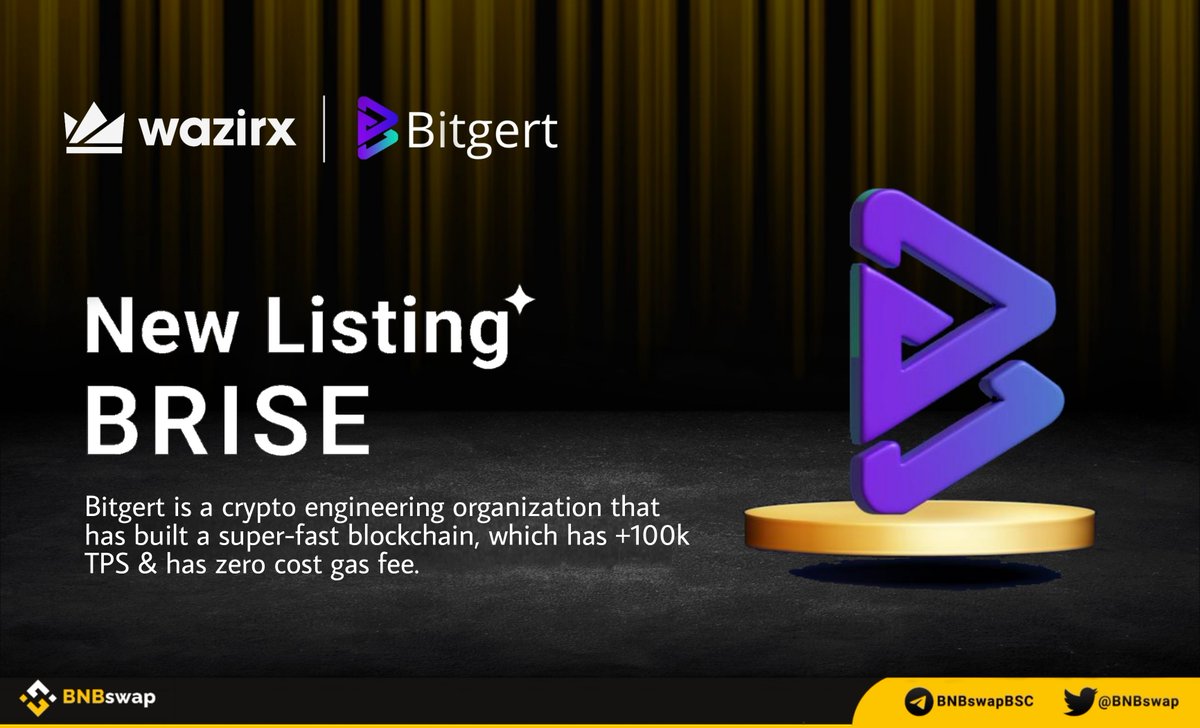 BNB Swap (@bnbswap) on Twitter photo 📢 <a href="/bitgertbrise/">Bitgert - $BRISE</a> $BRISE is listed on India's biggest exchange <a href="/WazirXIndia/">WazirX: India Ka Bitcoin Exchange</a>!
#Bitgert is a #crypto engineering organization that has built a super-fast blockchain, with 100k+ TPS and low gas fee
$BRISE #BRISE #BSC #Web3 #DeFi #NFT #BitgertChain #Wazrix #CryptoNews 📢 <a href="/bitgertbrise/">Bitgert - $BRISE</a> $BRISE is listed on India's biggest exchange <a href="/WazirXIndia/">WazirX: India Ka Bitcoin Exchange</a>!
#Bitgert is a #crypto engineering organization that has built a super-fast blockchain, with 100k+ TPS and low gas fee
$BRISE #BRISE #BSC #Web3 #DeFi #NFT #BitgertChain #Wazrix #CryptoNews