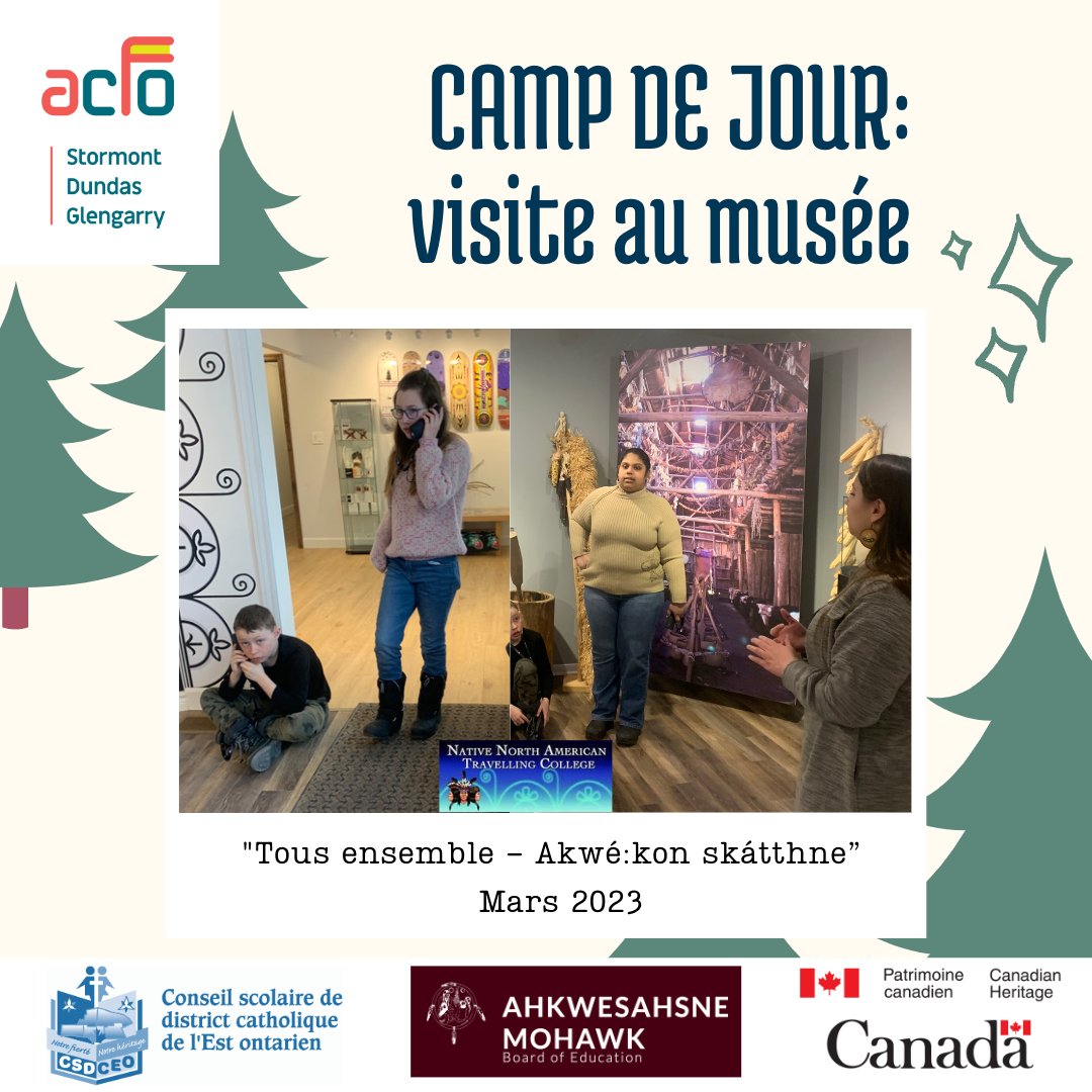 Le temps file à toute vitesse ! Nous sommes déjà au troisième jour de notre Camp "À la découverte des cultures" ! Guidés par Geneviève et Christian Pilon les jeunes participants découvrent et expérimentent les deux cultures; francophone et autochtone d'Akwasasne, cette semaine !