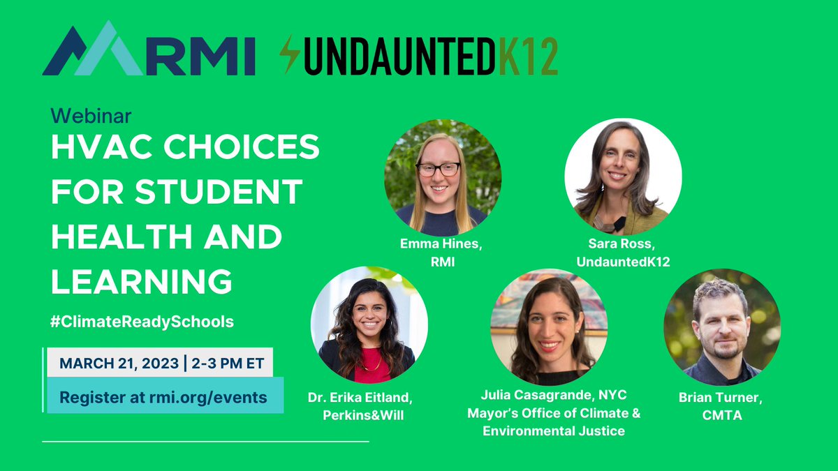 ⚡️ With new #IRA funding, now is the time for school leaders to replace outdated heating &amp; cooling systems w/ all-electric HVAC that saves $ and improves air quality.

Tune in next Tues. March 21 to learn about securing a healthier future for students!

➡️ bit.ly/3ZMDehc