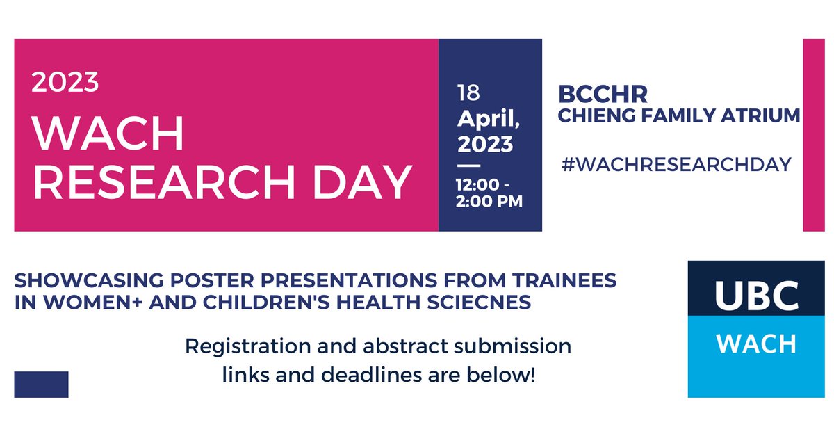 The first WACH Research Day will be held on April 18, 12-2pm

Register here by Apr 7: bit.ly/3L5IWGZ