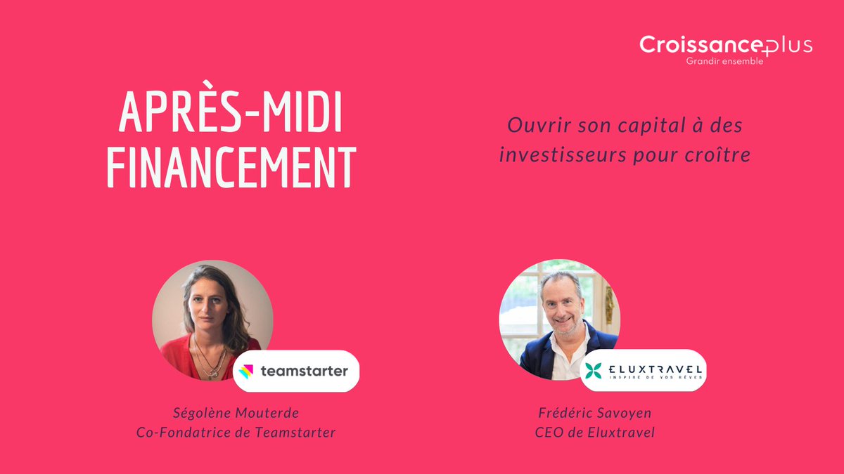 🎙Ouvrir son capital à des investisseurs pour croître. #grandirensemble

Témoignages de @Segomouterde, Co-fondatrice de <a href="/teamstarterapp/">teamstarter</a> et <a href="/SavoyenF/">Frederic Savoyen</a> CEO de @Eluxtravel. Animé par <a href="/ElodieLegendre/">elodie legendre</a>, @Sevenstones