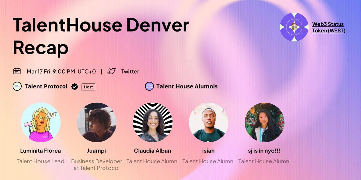 TakeOffWeb3's tweet image. Didn&apos;t go to @EthereumDenver 🇺🇸? No problem, we cover you😉

Tomorrow we will be hosting a Twitter Space🎙️ with our #TalentHouse alumnis and their experience in in Denver with @Talent_Protocol 

[]