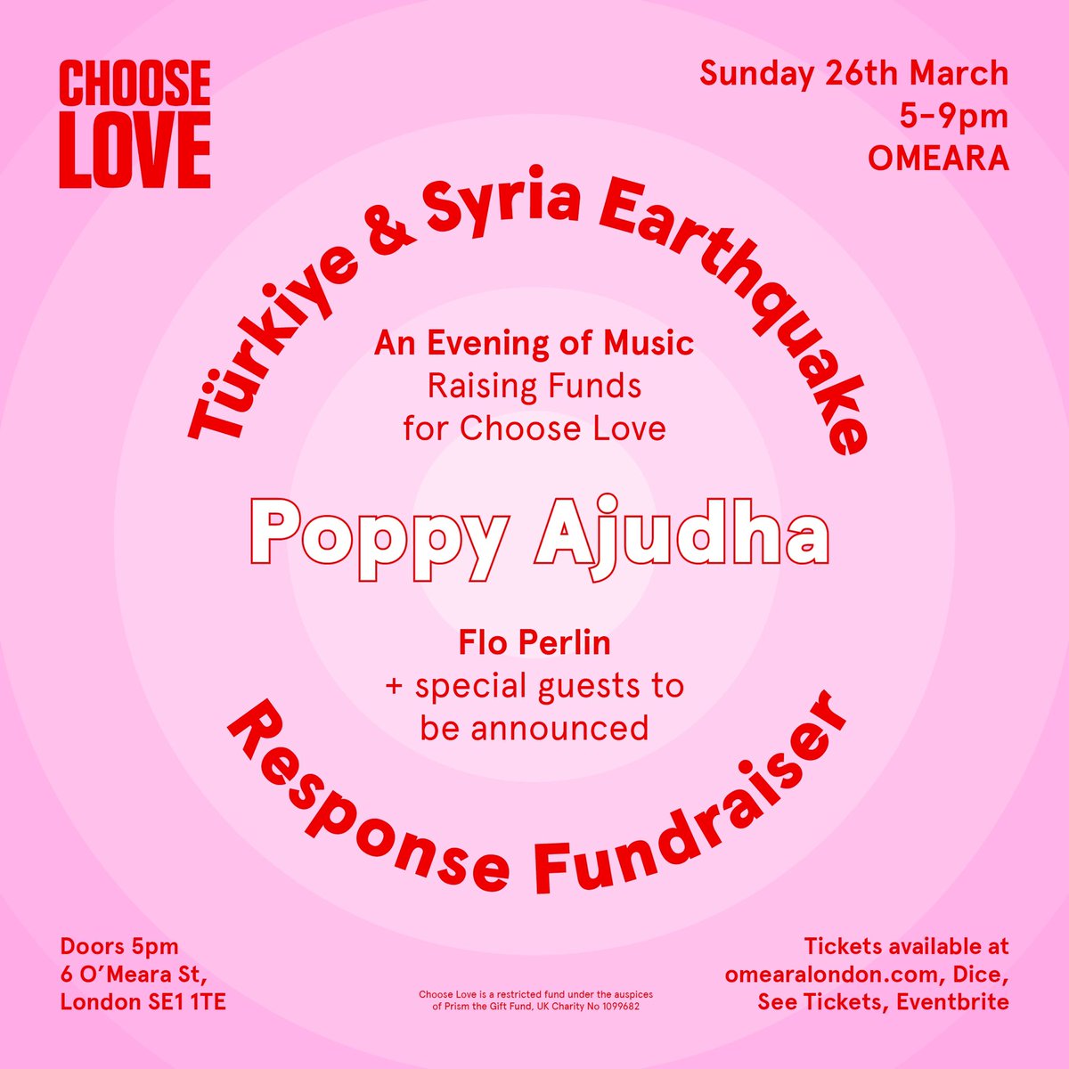 Say whaaat? I’ll be supporting @poppyajudha at this fundraising show for @chooselove earthquake response @omearalondon ! 100% of profits will raise crucial funds for choose love earthquake response. TICKETS IN BIO #chooseloveandmusic