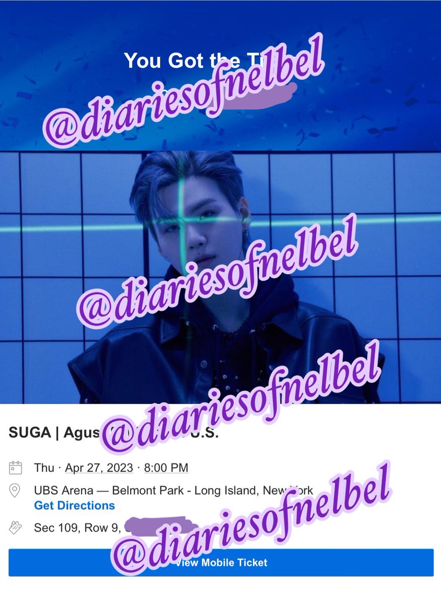 nellbelldiaries's tweet photo. WTS (2) #SUGA_AgustD_Tour tickets for UBS NY Day 2

Seat: Sec 109 Row 9

SELLING UNDER FV!!

NOTE: These were PLATINUM seats I bought by mistake. Selling under FV since they are pricey. Dm if interested. 

$1,784 for both. Willing to provide additional proofs as needed. https://t.co/gRTAm4WANT