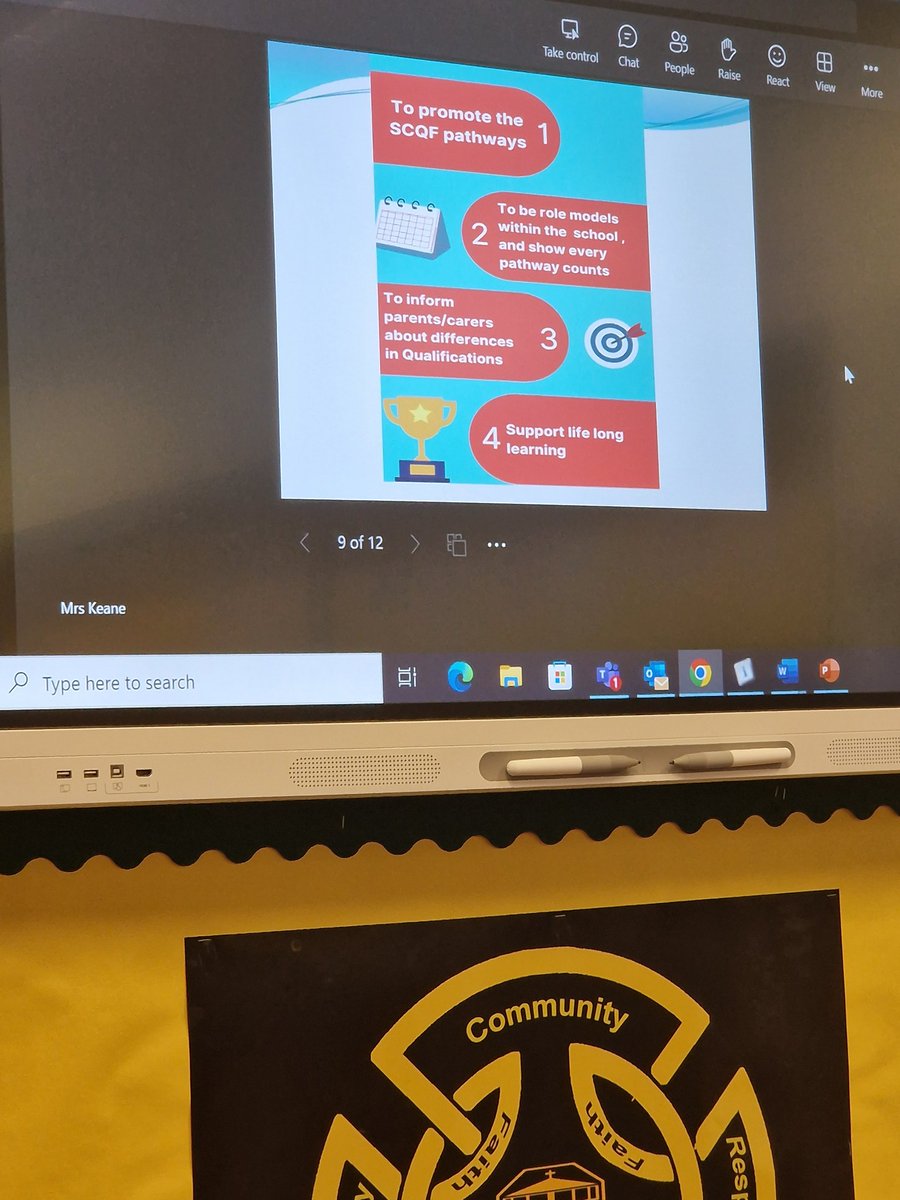 Trinityrenfrew's tweet photo. Staff engaged in CLPL tonight as part of #SCQFWeek23 . Thank you to @StAndrewsRCSec SCQF Ambassadors who gave a very detailed presentation about their school's @SCQFPartnership journey. https://t.co/PAPBXKXE0r