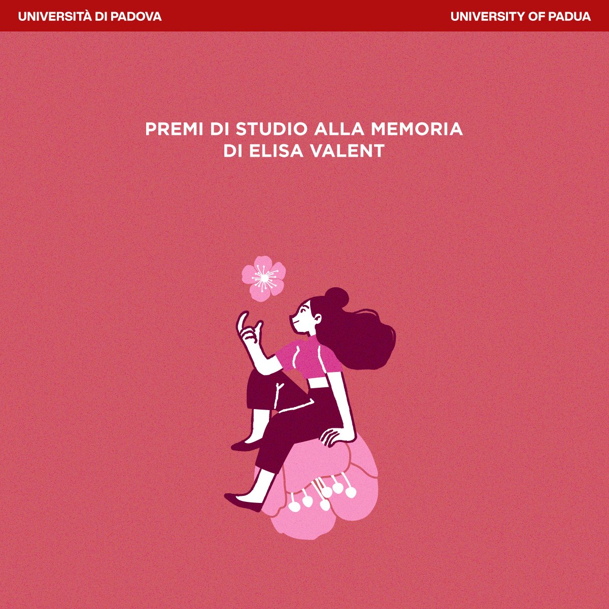 UniPadova's tweet photo. 🌸 Ricordiamo Elisa Valent con i premi di studio intitolati alla sua memoria.
Un riconoscimento per studentesse e studenti impegnati in un progetto di tesi all'estero nell'ambito degli studi umanistici, linguistici e filologici. @GeneraliItalia #DISLL
> https://t.co/ZuGWIfrfTE https://t.co/xL4C0h4m5F