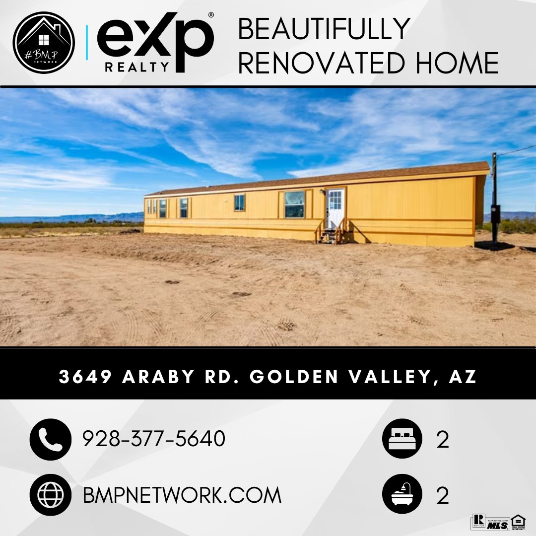 bmp_network's tweet photo. ⭐Beautifully Renovated Home⭐
Info: https://t.co/DprcL7EwDV
Nice quiet part of Golden Valley!
#RealEstate #Realtor #ForSale #NewHome #HouseHunting #HomeSale #HomesForSale #Property #Home #Housing #Listing #Arizona #BMP #BMPNetwork #eXp #eXpRealty https://t.co/ygetkKtsTi