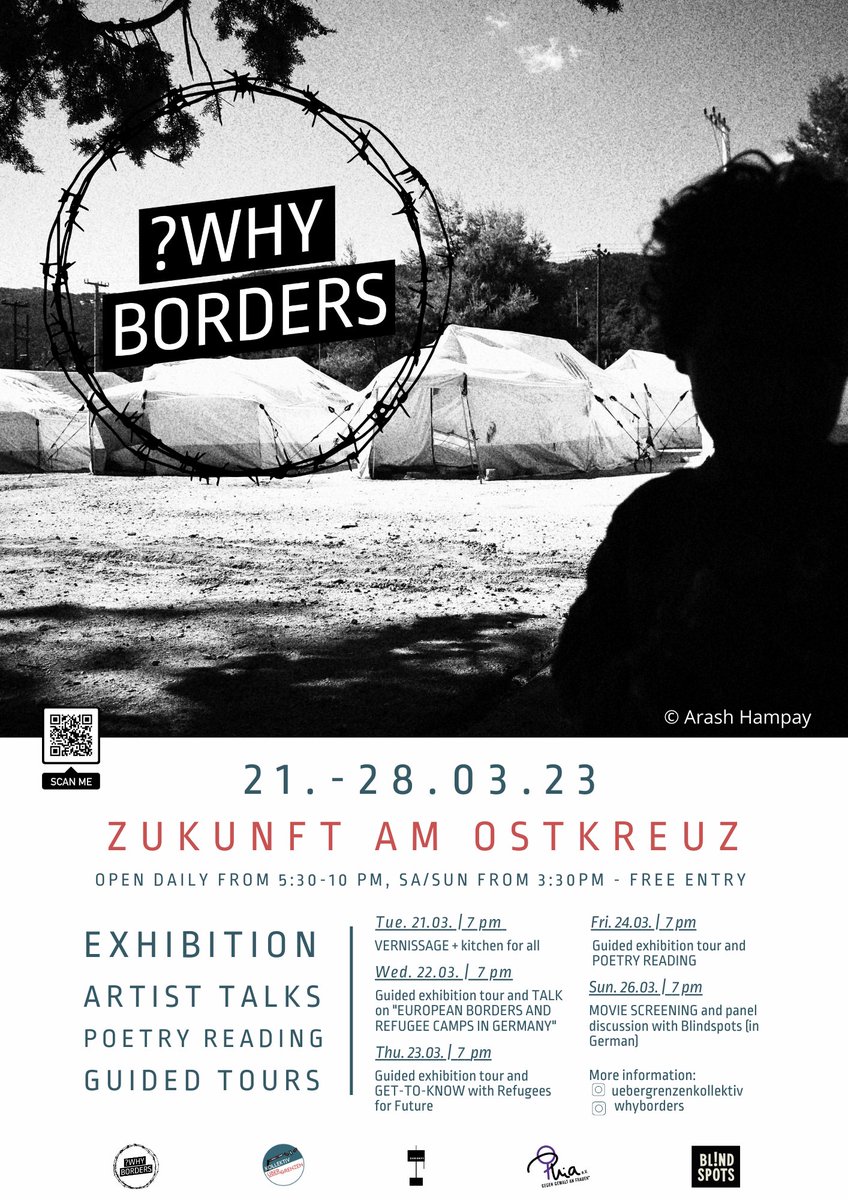 UeberGrenzen's tweet photo. *„?Why Borders“ exhibition at Zukunft am Ostkreuz*

Between 21.03. and 28.03. we are presenting the „?Why Borders“ exhibition at @ZukunftOstkreuz in Berlin. The exhibition was created and organized by artists that were and are on flight. https://t.co/d6yzSR7bp9