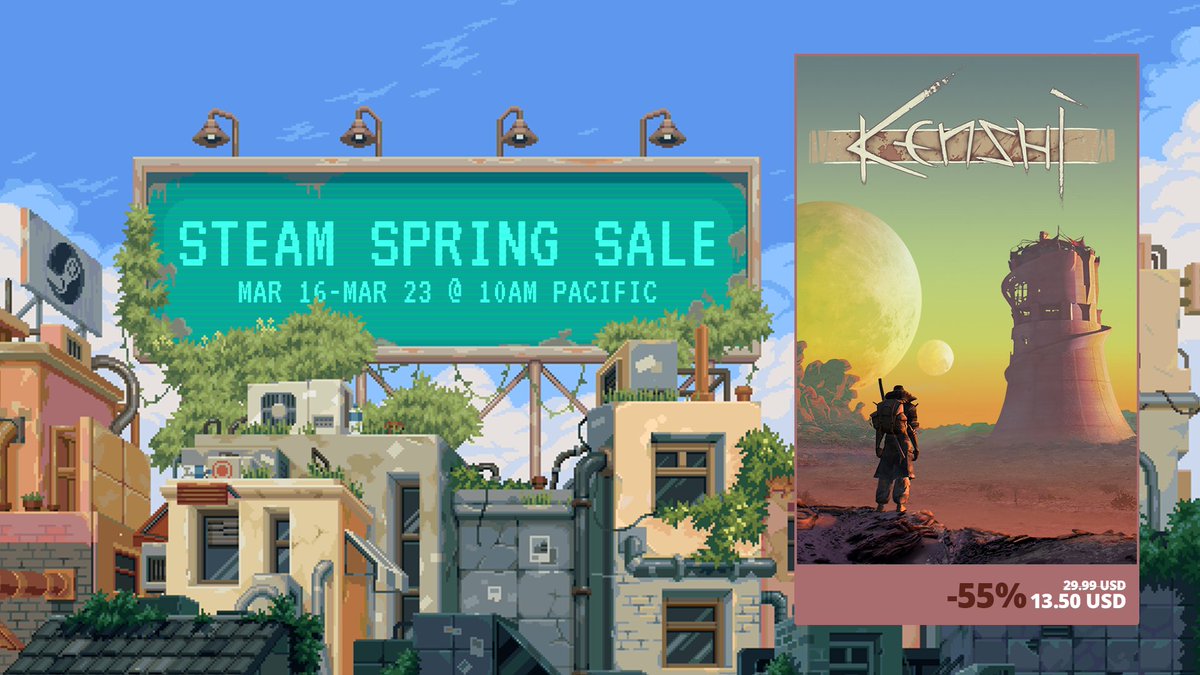 It's that time again.

The Steam Spring sale is upon us and Kenshi is now on sale for 55% off until March 23rd!

Grab it here: store.steampowered.com/app/233860/Ken… #Kenshi #SteamSale