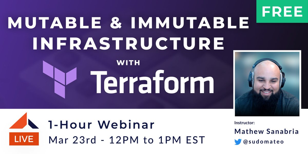ardanlabs's tweet image. Gophers interested in Terraform!📢

FREE 1 hour webinar Mar. 23rd with @sudomateo!👨‍💻

This event is for Terraform beginners &amp;amp; engineers who want to learn how to quickly import existing mutable and immutable infrastructure into Terraform. 

📋Sign up here:bit.ly/3yHbP4Y