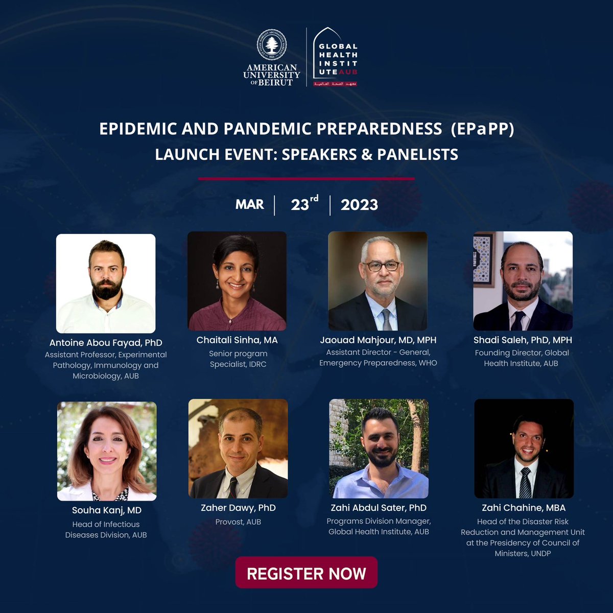 ghiaub's tweet photo. 🔺GHI’s #Epidemic and #Pandemic Preparedness Program launch #event is around the corner!
 
Meet the speakers &amp; do not miss the chance to join us #online next Thursday 💻
 
Register Now 👉https://t.co/jsbCGtHYd0 https://t.co/TDeL0RuNUO