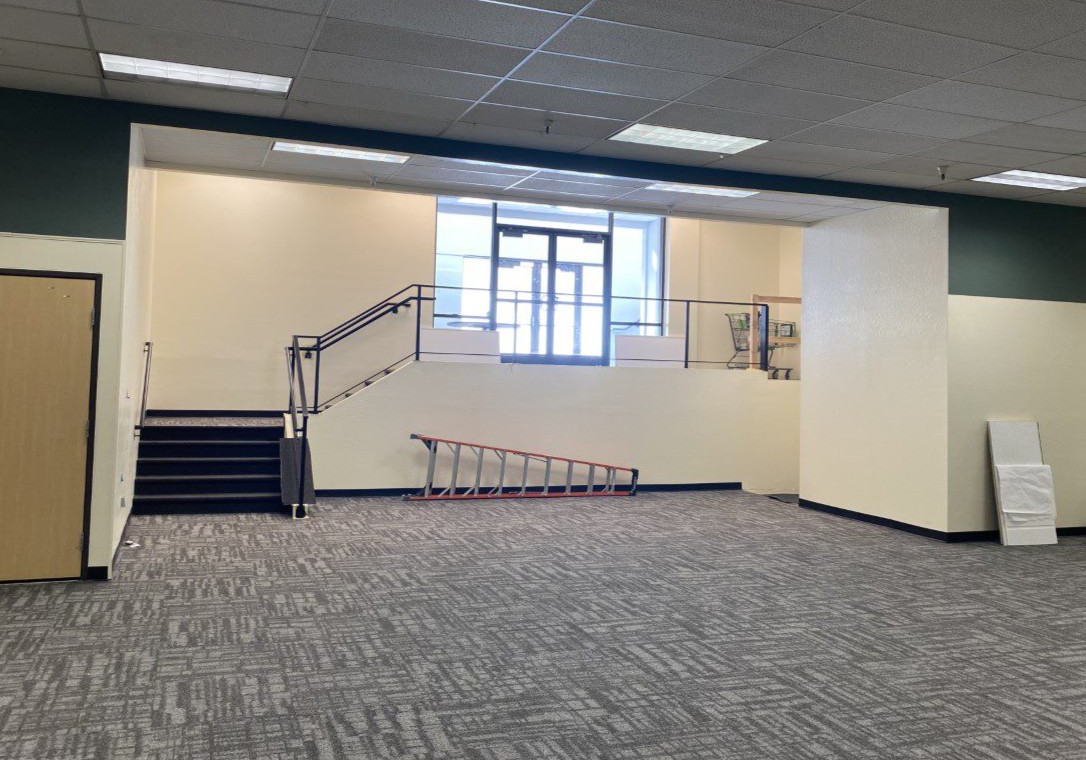 WashoeLibrary's tweet photo. #LibraryNEWS: Renovations are coming along at the #SierraViewLibrary. Shelving is being installed, and the new carpet is looking amazing! We can't wait to debut the new ADA-accessible rear entrance! Stay tuned for more updates as we get closer to a spring reopening date. https://t.co/4WeaLfWs0q
