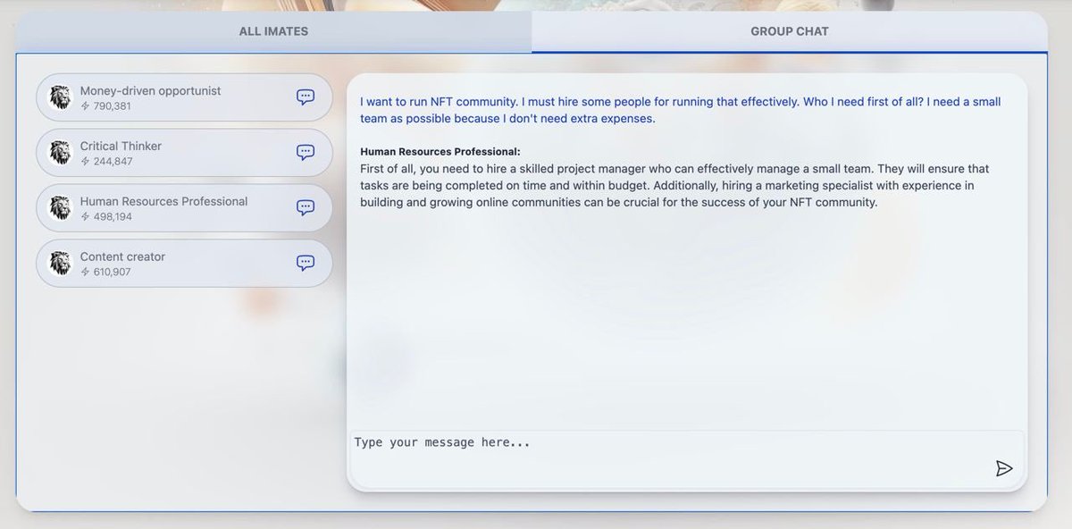 iMateWorld's tweet photo. Group chats 💬 almost done. Only need to do several more tests
#TeamWork #AITeam #VirtualOffice https://t.co/cLMSJOrOTk