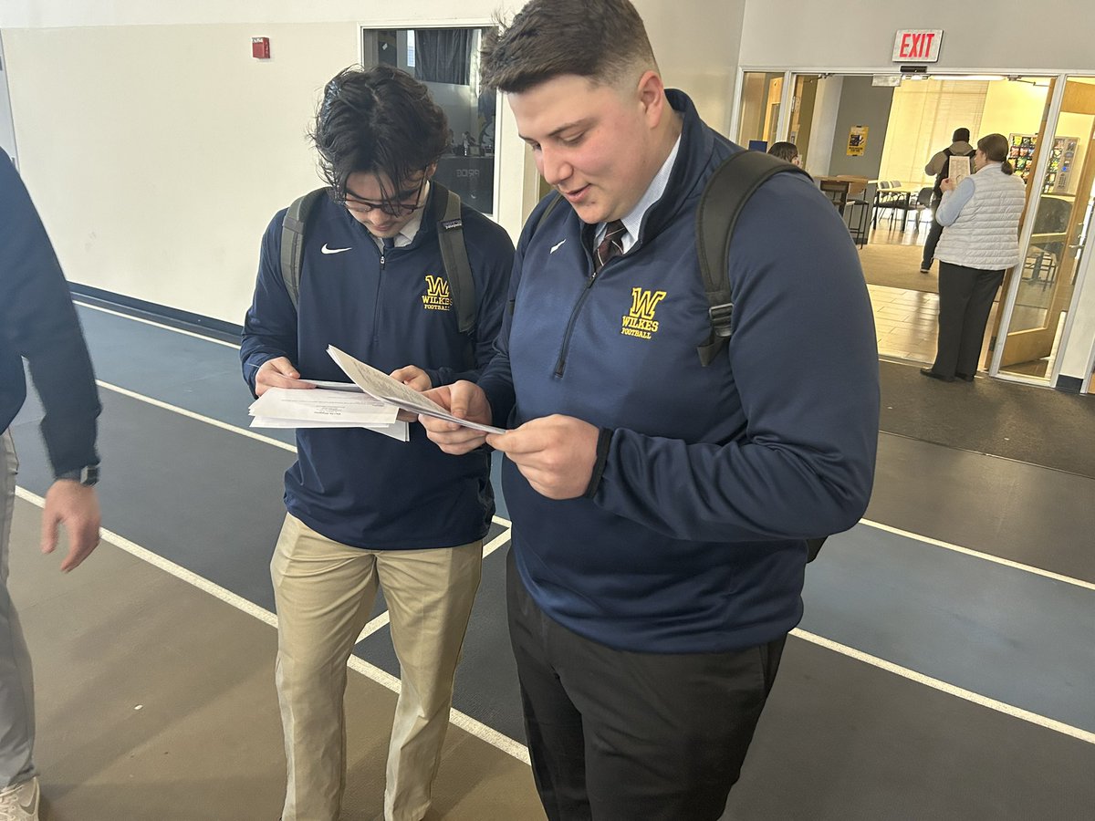 WilkesFootball's tweet photo. Career Fair Day here at Wilkes U. Our guys are getting their #1Percent ! Excited for Spring Ball to start on Monday !

#BeTheChange #WilkesFootball https://t.co/CNGjLteJoM