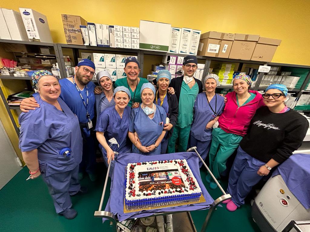 GuidoGiusti's tweet photo. Very appreciated Tail end of a memorable #EAU23:  @Uroweb management sent us a beautiful celebrative cake to express their appreciation for the effort by the entire team of docs &amp; nurses during  live surgery @eauesut @SanRaffaeleMI ! Little award but huge satisfaction! 🙏🏻 https://t.co/aNIGeHBL4l