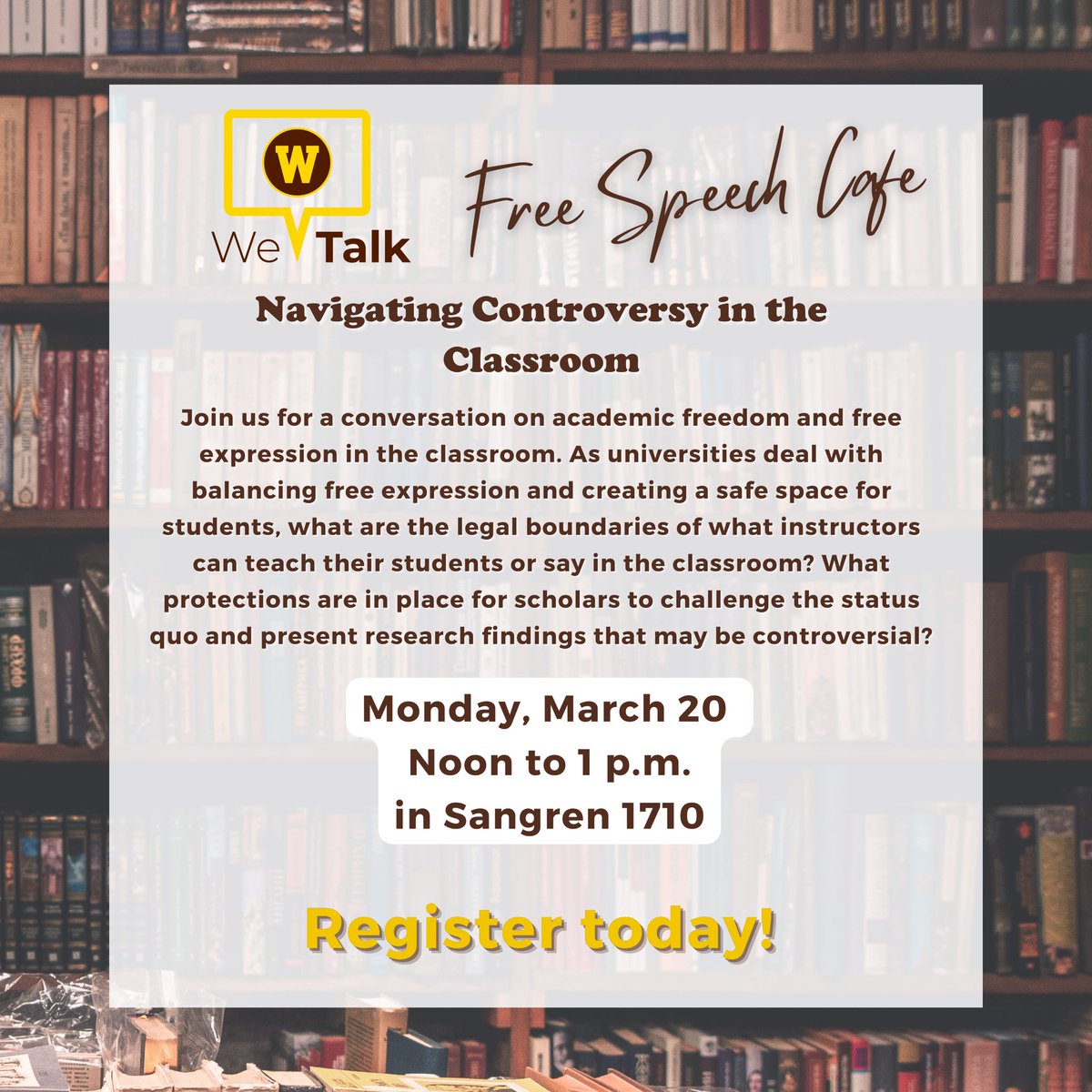 On March 20, explore the boundaries of academic freedom &amp; the legal protections for scholars to challenge the status quo. 

Register at shorturl.at/iqzK5