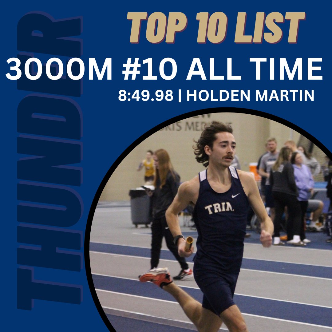 TrineXCTF's tweet photo. The 3K had some serious revamping this season! 
Sophomores Joseph Packard rounded out his phenomenal season by moving up to #4 on the list.
Freshman, Ryan Hoopingarner and senior Holden Martin were also able to crack onto the Top 10 List!

Great way to end the season! https://t.co/6vsiNn4XJg