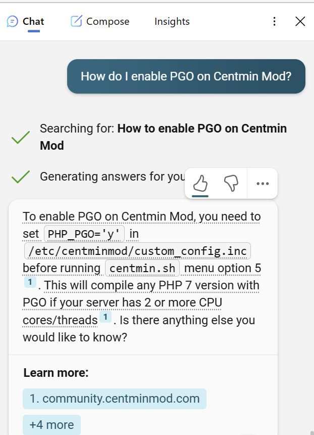 centminmod's tweet photo. Asking Bing Chat GPT-4 about Centmin Mod's PHP-FPM 🤓😎 2/3 #bingchat #chatgpt4 #bing #edgebrowser #centminmod https://t.co/DCfYfydawq